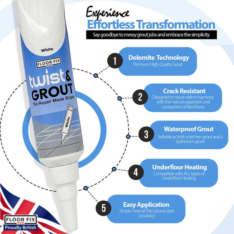 Laad de afbeelding in de Galerij-viewer, Twist &amp; Grout - Tile Grout Revive And Restore Kit - Floor Fix Pro Loose Tile &amp; Hollow Floor Adhesive
